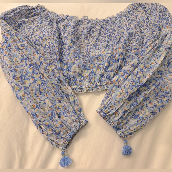 Poupette St Barth floral long sleeve crop top - Picture 4 of 11